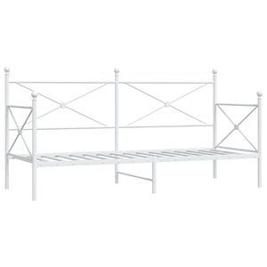 vidaXL Dienas gulta bez matrača Balts 90x200 cm Tērauds