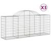 vidaXL arkveida gabiona grozi, 3 gb., 200x50x80/100cm, cinkota dzelzs