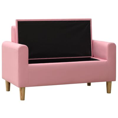 vidaXL divvietīgs bērnu dīvāns, rozā mākslīgā āda