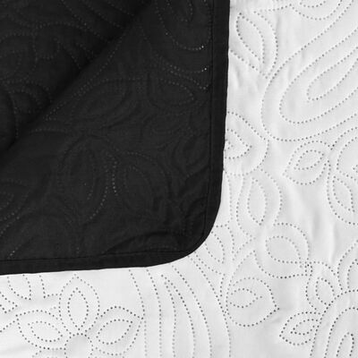 vidaXL gultas pārklājs, 170x210 cm, divpusējs, stepēts, melns un balts