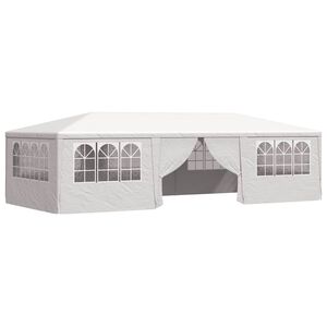 vidaXL dārza nojume ar sānu sienām, profesionāla, 4x9 m, balta, 90 g/m&sup2;