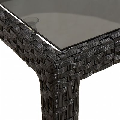 vidaXL dārza galds, 190x90x75 cm, rūdīts stikls, melna PE rotangpalma