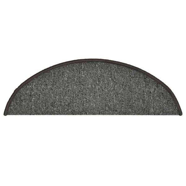 vidaXL kāpņu paklājiņi, 30 gab., 56x17x3 cm, tum&scaron;i pelēki, pusapaļi