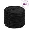 vidaXL laivu virve, melna, 8 mm, 50 m, polipropilēns