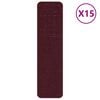 vidaXL Antislip kāpņu paklāji 15 gab. 75 x 20 cm Bordo PP Taisnstūra