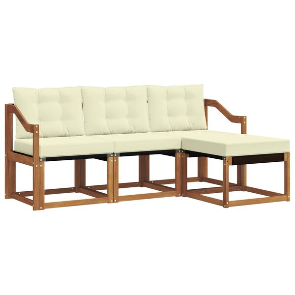 vidaXL Āra dīvānu komplekts ar spilvenu 4 pcs Dabisks un krējuma