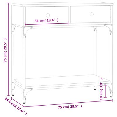 vidaXL konsoles galdiņš, melns, 75x34,5x75 cm, inženierijas koks