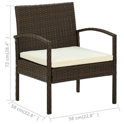 vidaXL dārza krēsls ar matraci, PE rotangpalma, brūns