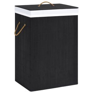 vidaXL veļas grozs ar 2 nodalījumiem, bambuss, melns, 72 L