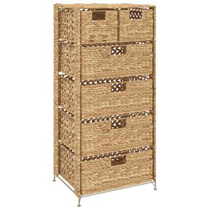 vidaXL skapītis ar 6 groziem, 47x37x100 cm, ūdens hiacinte