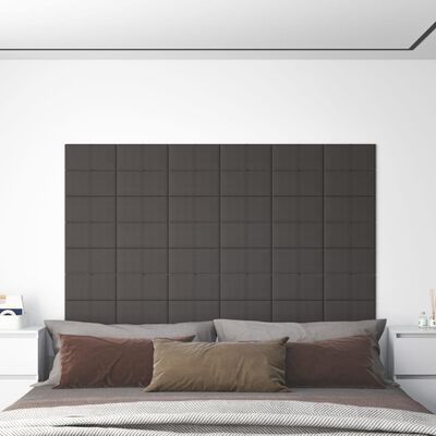vidaXL sienas paneļi, 12 gab., tumši pelēki, 30x15 cm, audums, 0,54 m²