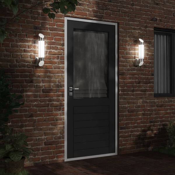 vidaXL āra sienas lampa, sudrabaina, nerūsējošs tērauds