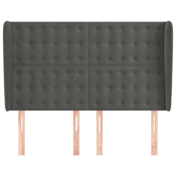 vidaXL galvgalis ar malām, 147x23x118/128 cm, tum&scaron;i pelēks samts