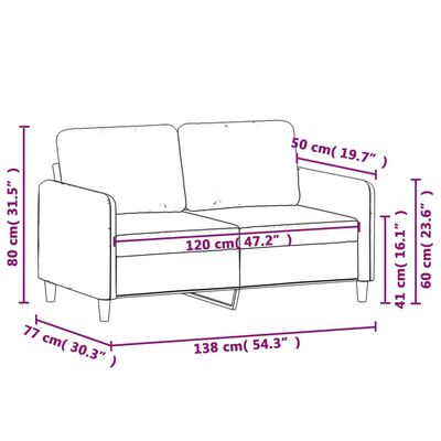 vidaXL divvietīgs dīvāns, tumši pelēks audums, 120 cm