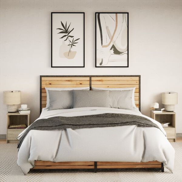 vidaXL naktsskapīši ar LED, 2 gab., ozolkoka krāsā, inženierijas koks