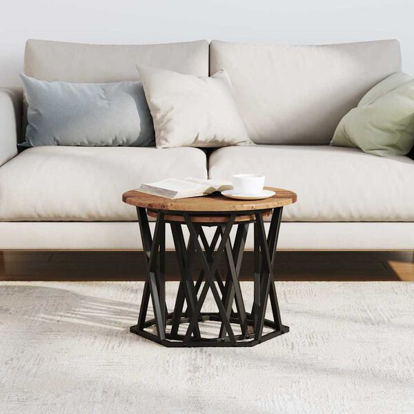 vidaXL Sānu galds 2 pcs pārstrādāts koks Inženieru koks un tērauds