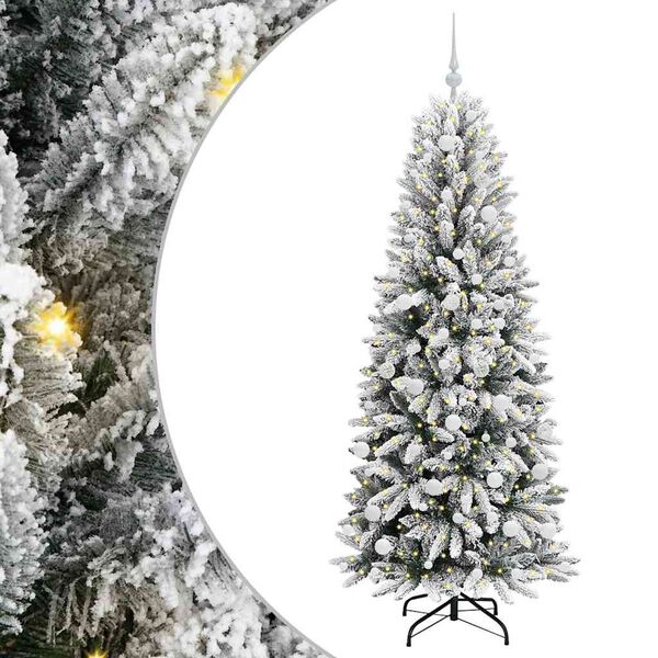 vidaXL Mākslīgā Ziemassvētku eglīte su 300 LED ar statīvu Balts 180 cm