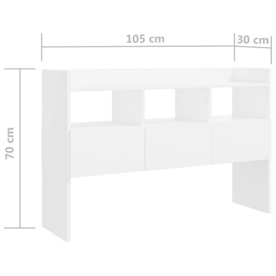 vidaXL kumode, balta, 105x30x70 cm, skaidu plāksne