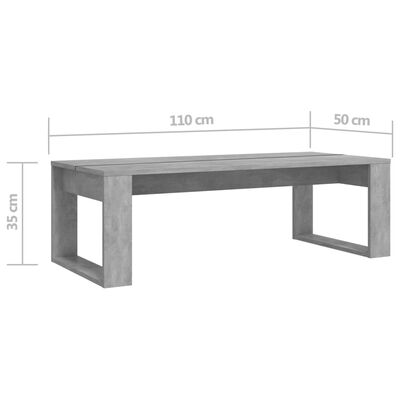 vidaXL kafijas galdiņš, betona pelēks, 110x50x35 cm, inženierijas koks
