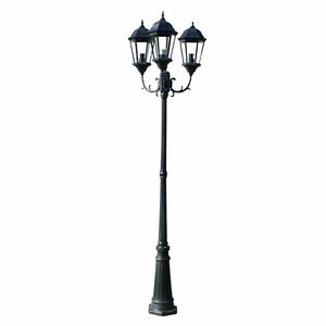 Laterna Dārzam ar 3 gaismām 230 cm, Tum&scaron;i Zaļa/Melna
