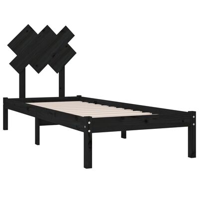 vidaXL gultas rāmis, melns, 75x190 cm, vienvietīgs, masīvkoks