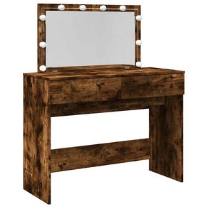 vidaXL spoguļgaldiņ&scaron; ar LED, ozolkoka krāsa, 100x40x120 cm
