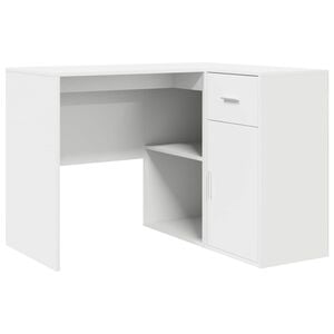 vidaXL Stūra rakstāmgalds ar atvilktni Balts 102 x 88 x 75 cm
