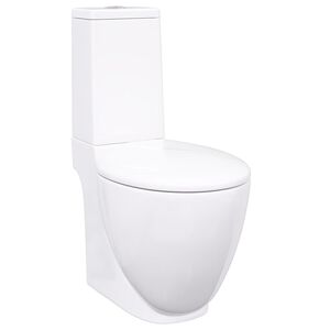 vidaXL tualetes pods, apaļ&scaron;, balta keramika, ūdens plūst apak&scaron;ā