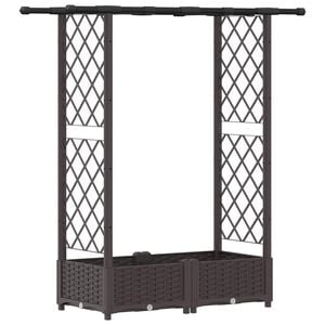vidaXL Pacelta gulta ar treliem un jumtu Brūna 122,5 x 40 x 121 cm PP