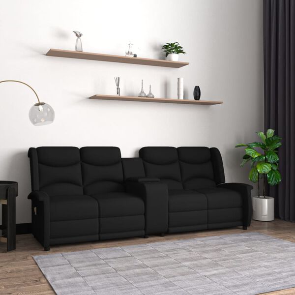 vidaXL četrvietīgs masāžas krēsls ar glāžu turētāju, melns