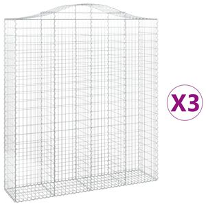vidaXL arkveida gabiona grozi, 3 gb., 200x50x220/240cm, cinkota dzelzs
