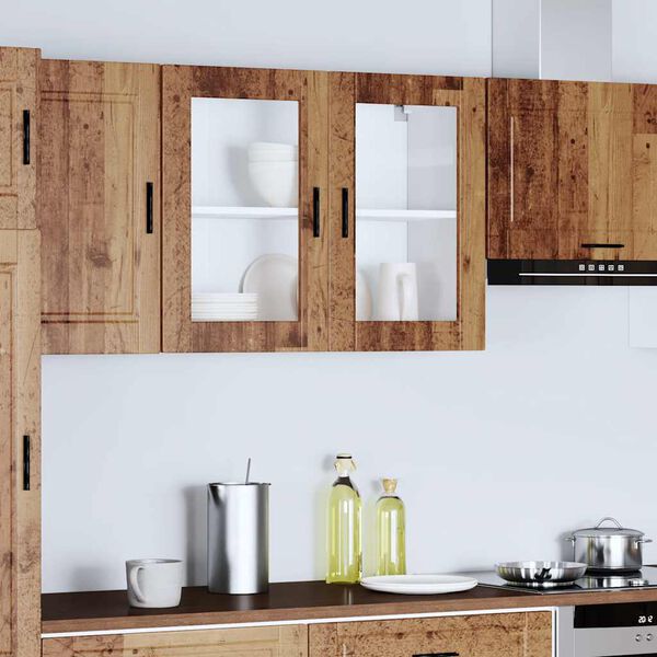 vidaXL virtuves sienas skapis ar stikla durvīm Porto veci dēļi