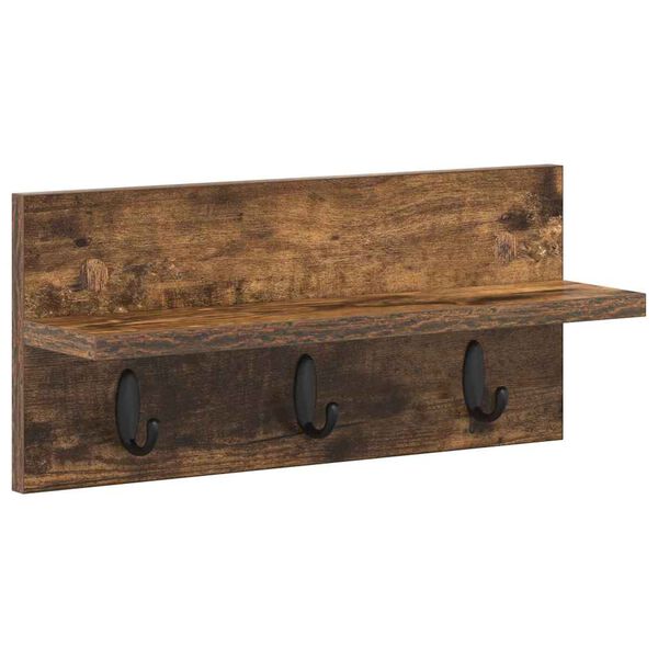 vidaXL Sienas pakaramais ar uzglabā&scaron;anu Dūmaka ozols 40 x 10,5 x 18 cm