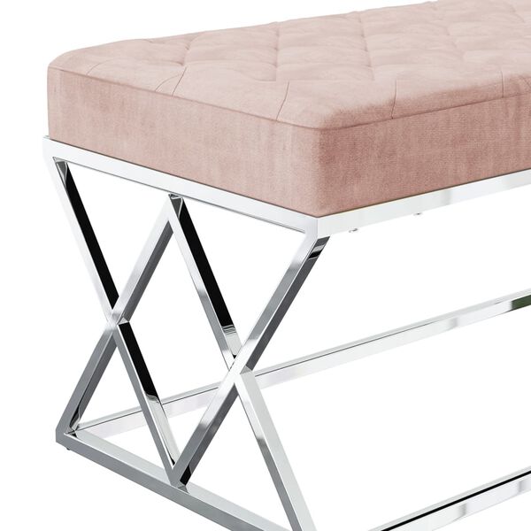 vidaXL sols, rozā samts un nerūsējo&scaron;s tērauds