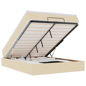 vidaXL Osmaņu gultas rāmis ar matrača krēma 140x200 cm audums