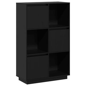 vidaXL augstais skapītis, melns, 74x35x117 cm, priedes masīvkoks