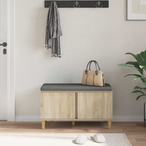 vidaXL Zāles sols ar spilvenu ar durvīm Sonoma ozols 80 x 38 x 46 cm