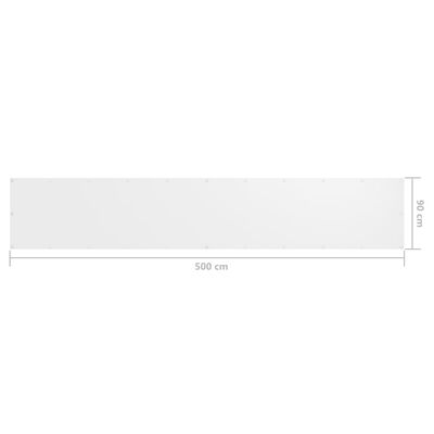 vidaXL balkona aizslietnis, 90x500 cm, balts audums