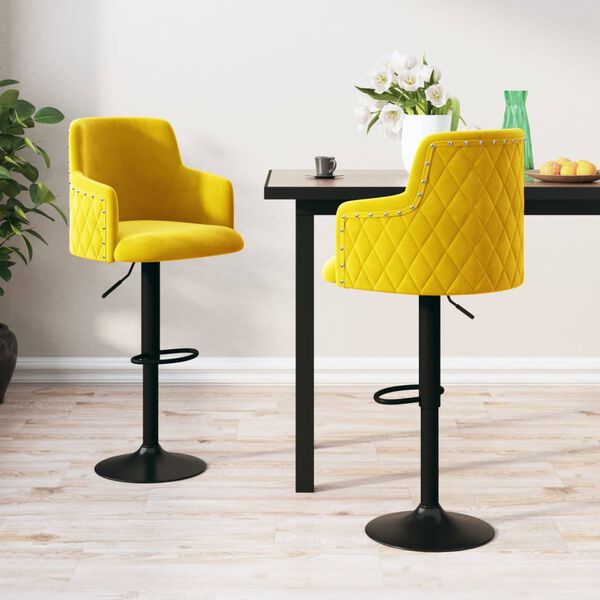 vidaXL bāra krēsli, 2 gab., sinepju dzeltens samts