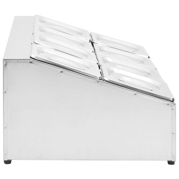 vidaXL Gastronorm trauki ar turēju, 8 gab., GN 1/6, nerūsējo&scaron;s tērauds