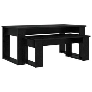 vidaXL Kafijas galda komplekts 2 pcs Melns ozolkoks Inženierijas koks
