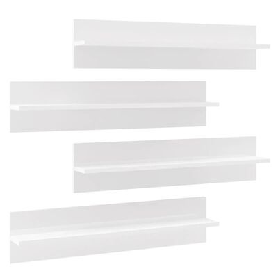 vidaXL sienas plaukti, 4 gab., 80x11,5x18 cm, balti, skaidu plāksne