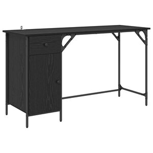 vidaXL Datorgalds Melns ozolkoks 131 x 48 x 75 cm Inženierijas koks