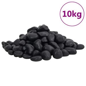 vidaXL pulēti oļi, 10 kg, melni, 2-5 cm