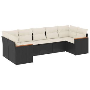 vidaXL Patio Sofa Set 6-vietīgs Black and Cream