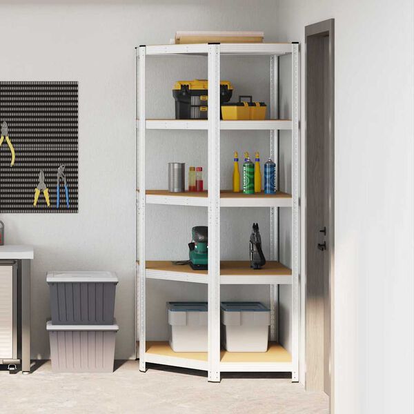 vidaXL Stūra plaukts Sudraba 90 x 90 x 198 cm Inženierijas koks