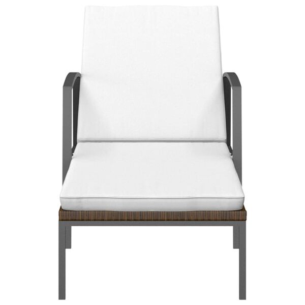 vidaXL sauļošanās zviļņi, 2 gab., ar galdiņu, brūna PE rotangpalma