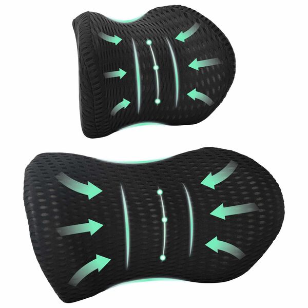 vidaXL Spilvens ar spilvenu Regulējams 2 pcs Melna 4D siets