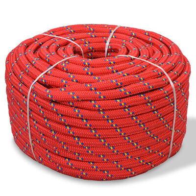 vidaXL pietauvošanās virve, polipropilēns, 14 mm, 250 m, sarkana