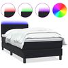 vidaXL atsperu gulta ar matraci, LED, melna samts, 100x220 cm